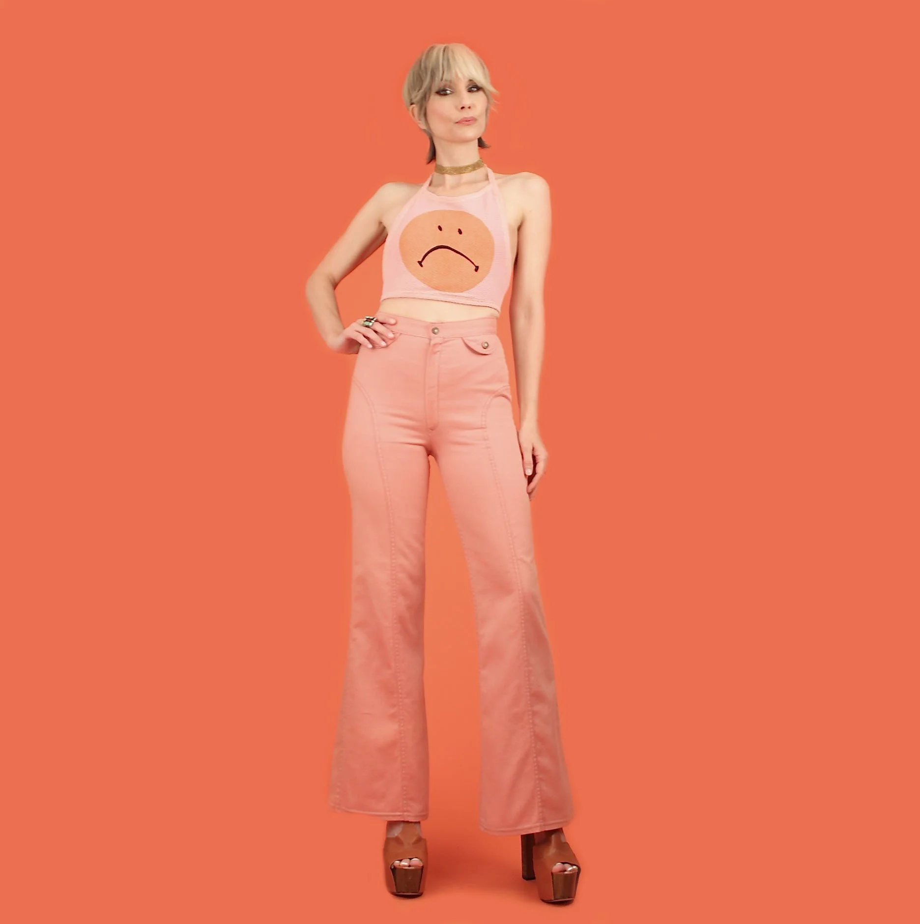 【ビンテージ】fartco loveearart同ボディ70s BELL Vintage 70s Saddleback Bell Bottoms // Salmon Pink — Hellhound Vintage